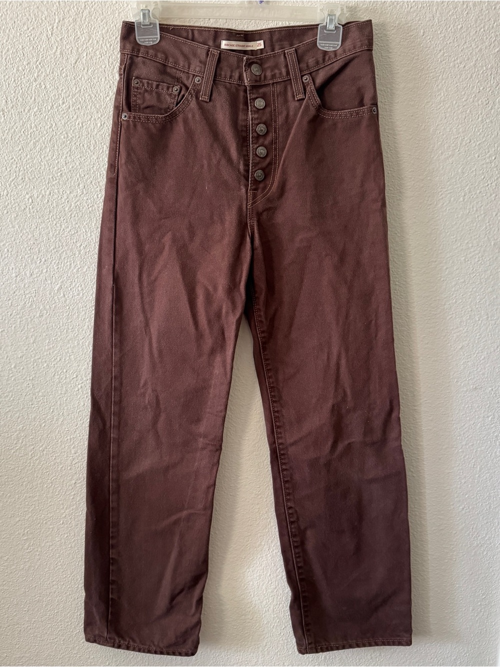 Levi’s Ribcage Straight Ankle Jeans Women’s 25 High Rise Button Fly Brown VTG
